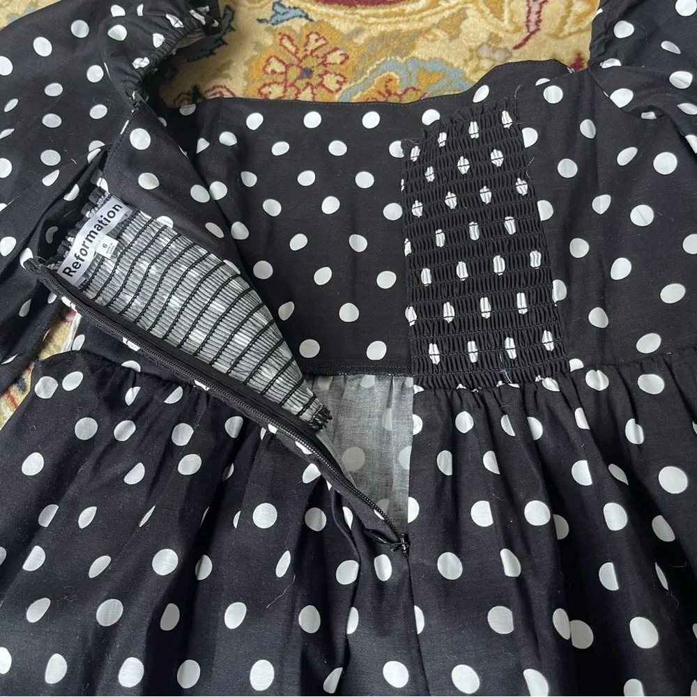 Reformation Black and White Polka Dot Mini Dress - Picture 10 of 12
